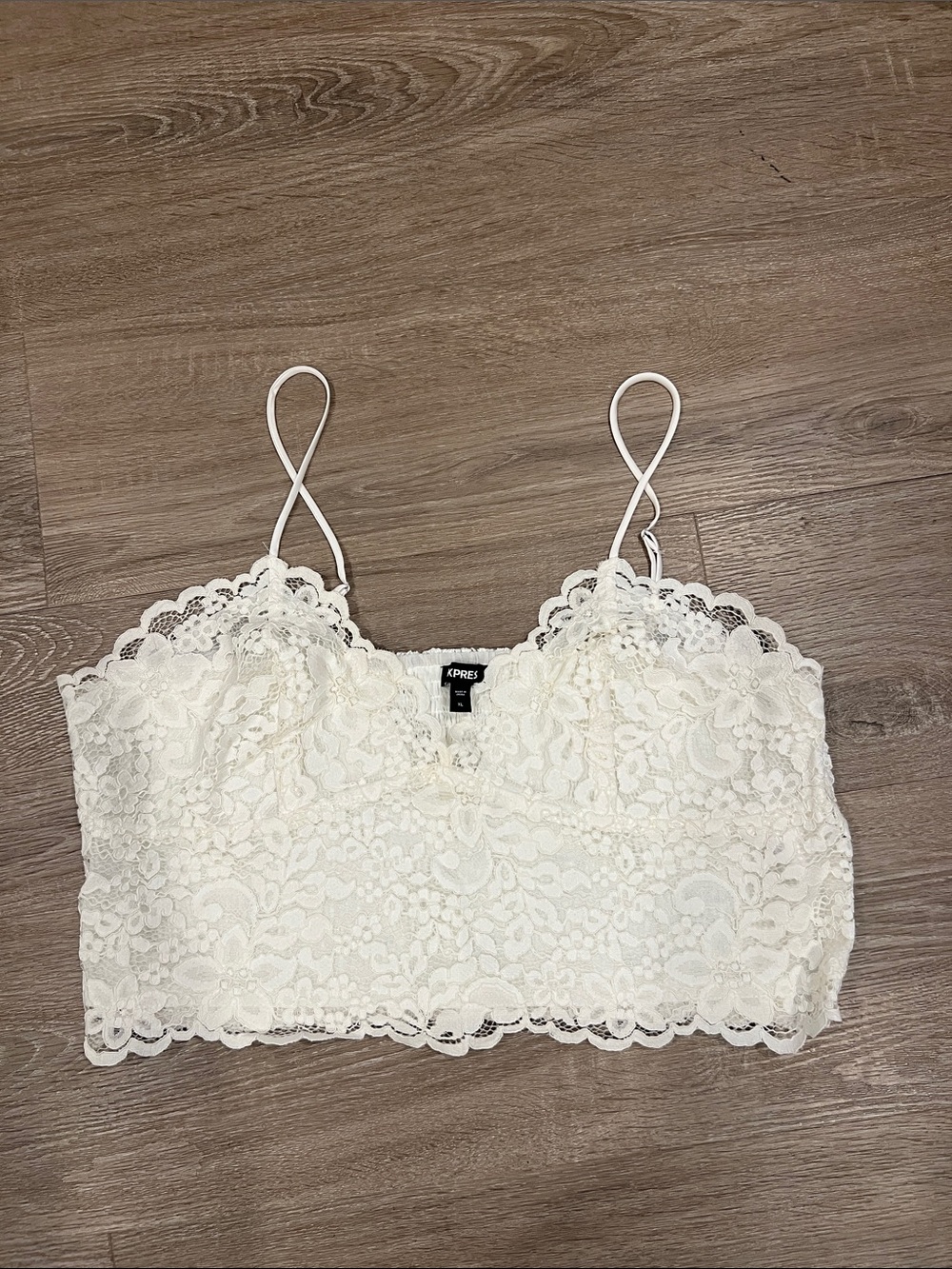 Express White Lace Bralette Crop Top XL